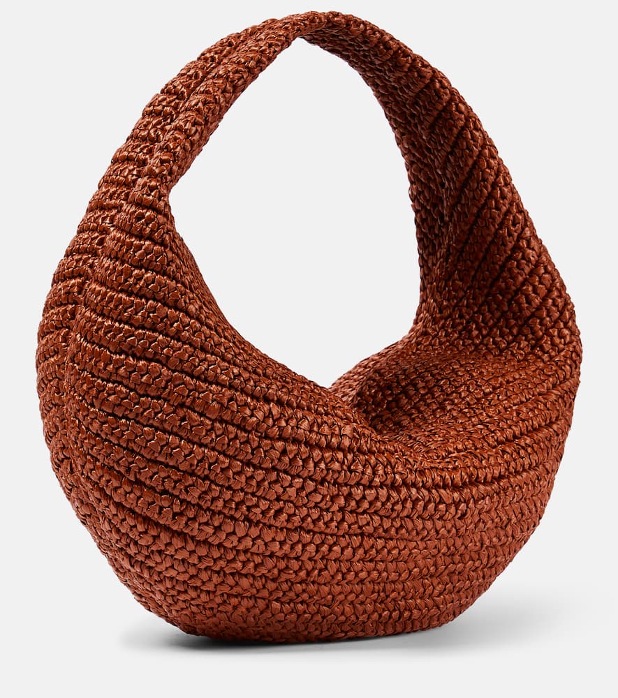 Khaite Olivia Medium Raffia Shoulder Bag In Red Wood