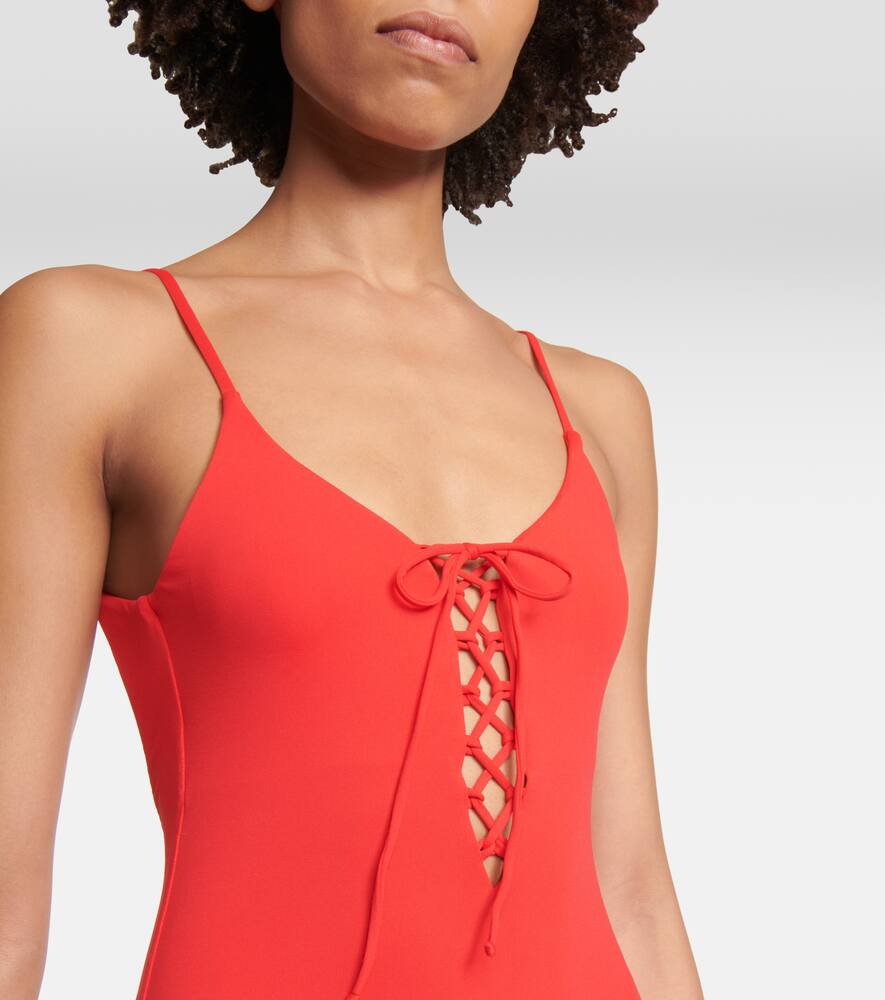 Melissa Odabash Nerano Lace-up Swimsuit In Red