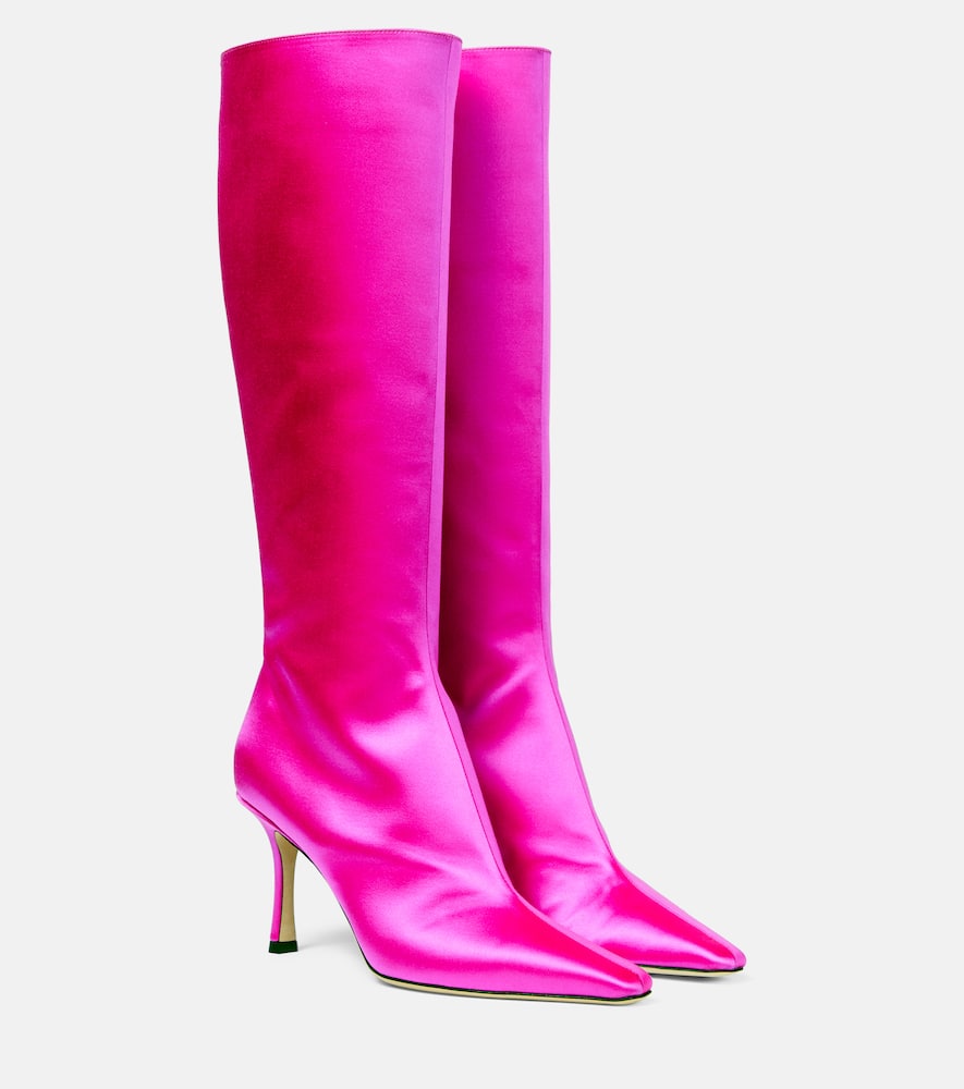 Agathe 85 satin knee-high boots