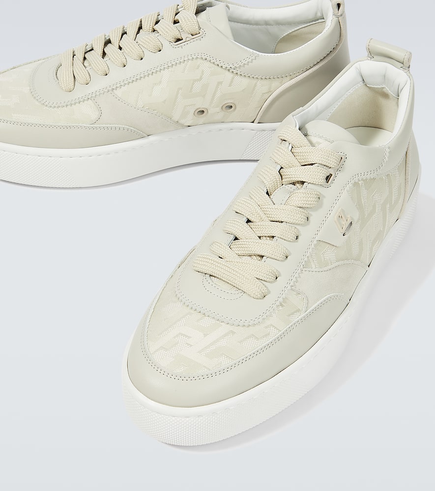 Christian Louboutin Happyrui Leather-trimmed Sneakers In White