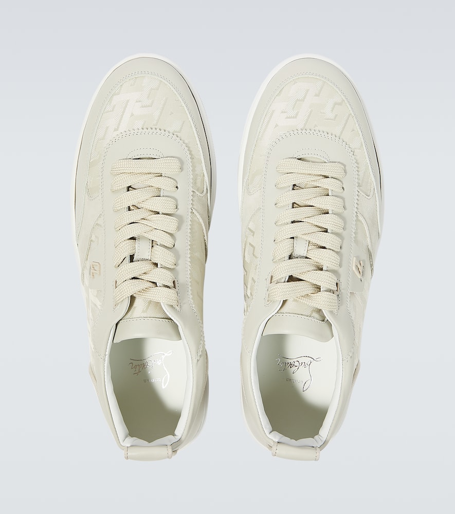 Christian Louboutin Happyrui Leather-trimmed Sneakers In White