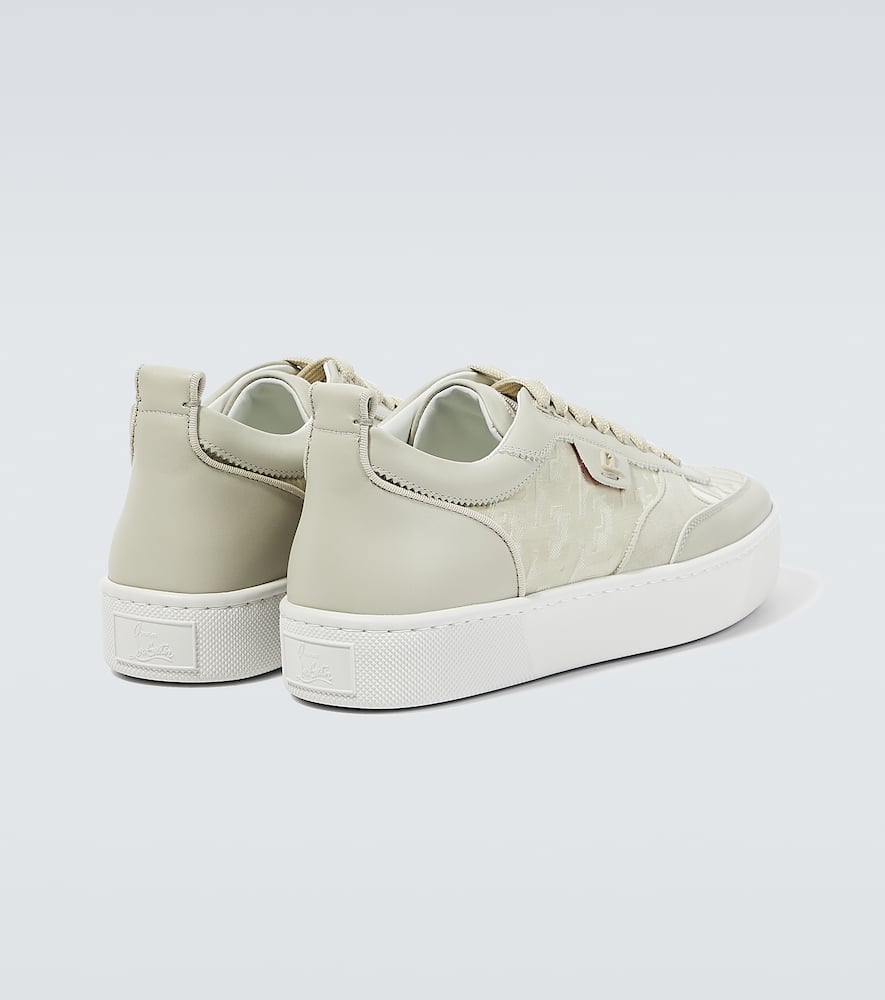 Christian Louboutin Happyrui Leather-trimmed Sneakers In White