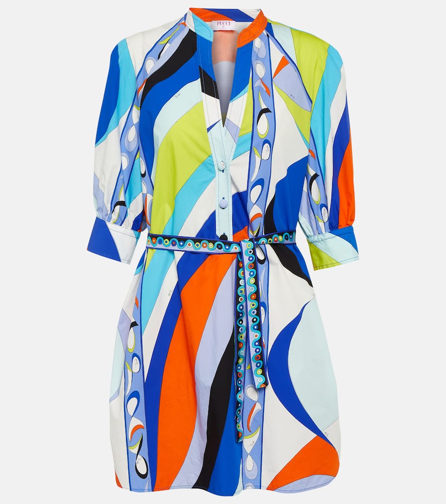 Shop Pucci Iride Cotton Minidress In Multicoloured