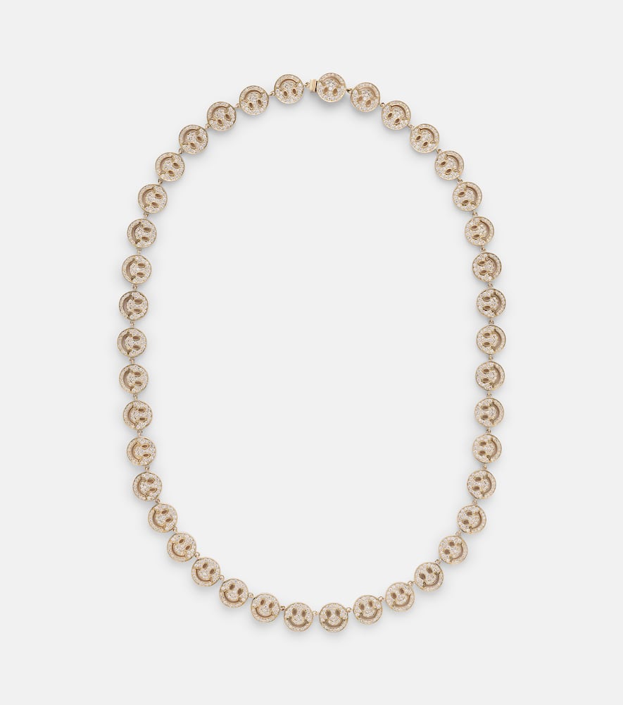 Sydney Evan Happy Face 14kt gold necklace with diamonds