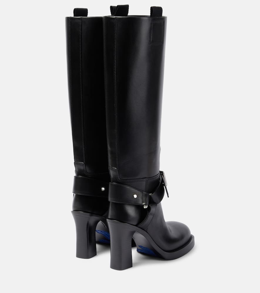 Shop Burberry Stirrup Leather Knee-high Boots In Black