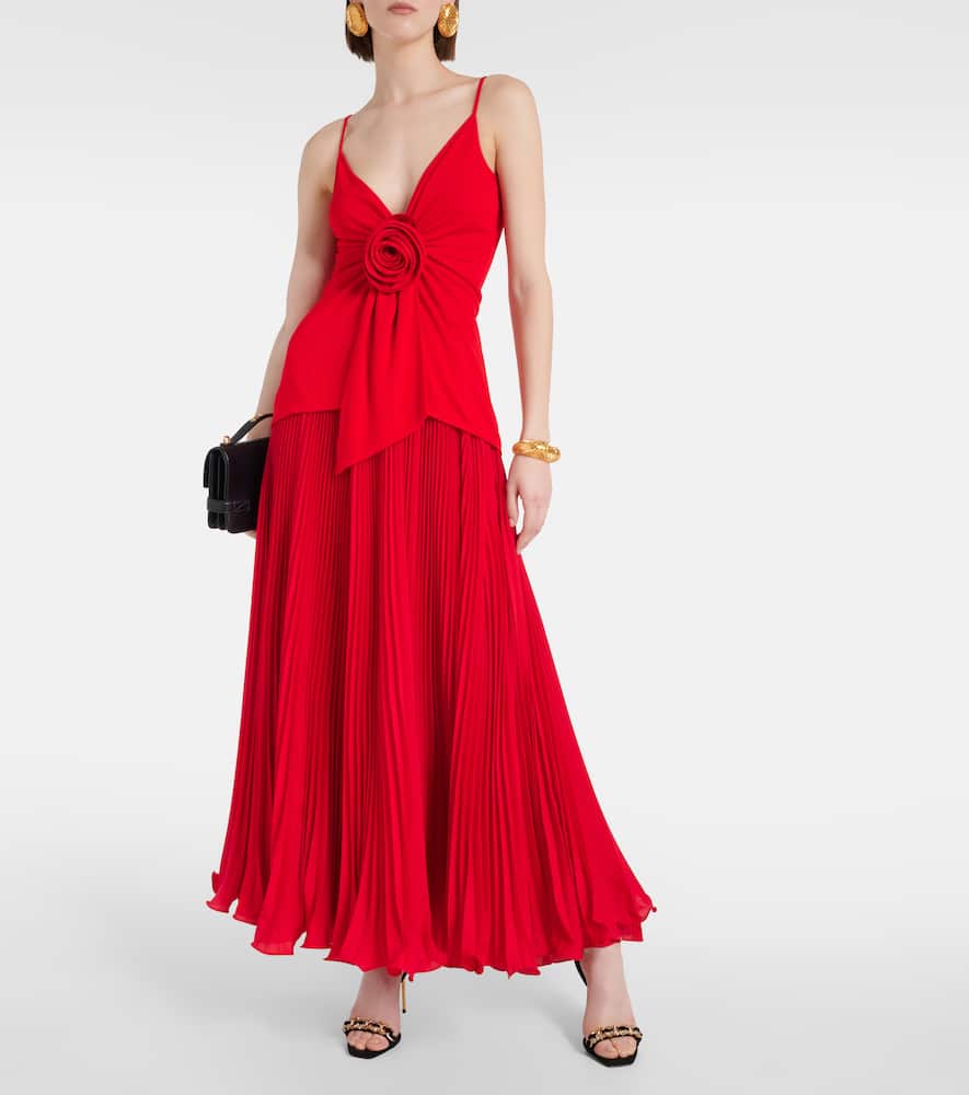Balmain Pleated crÃªpe maxi skirt