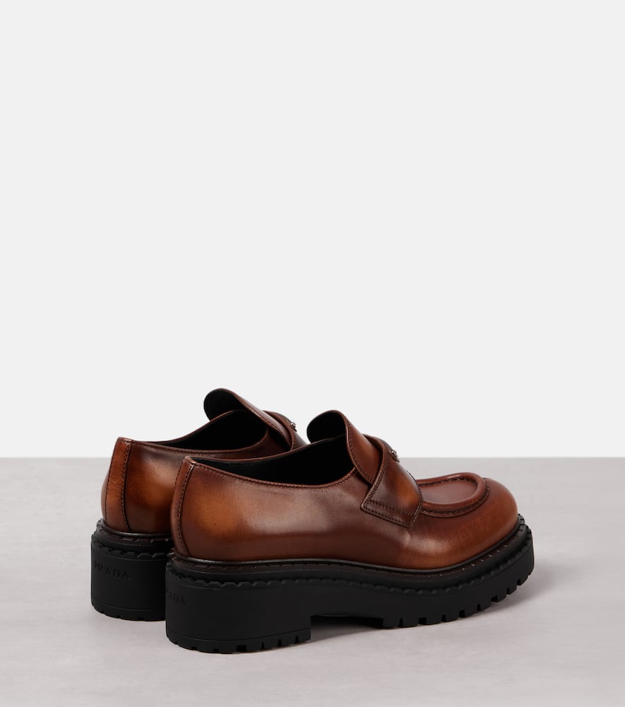 Prada Double Chocolate Platform Loafer In Brown