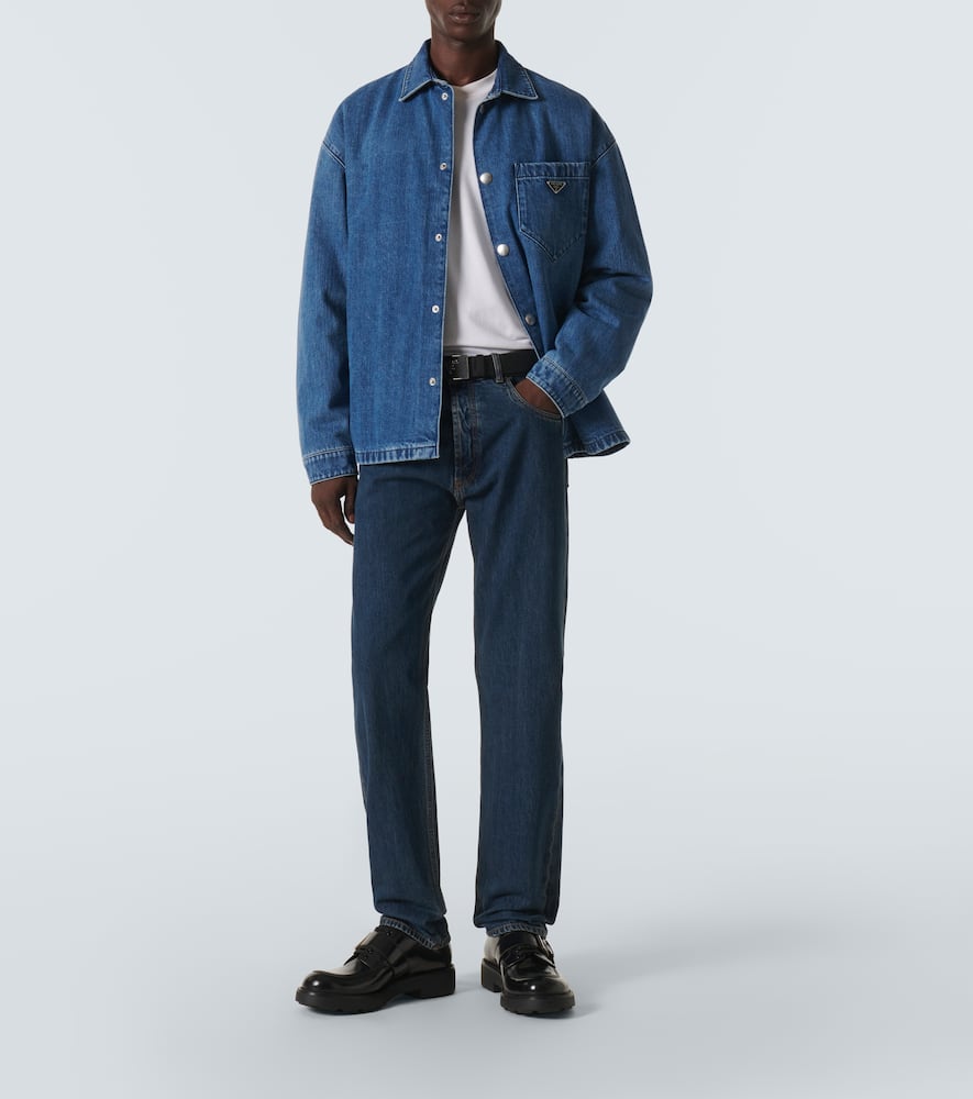 Prada Blue Denim Shirt In Blue