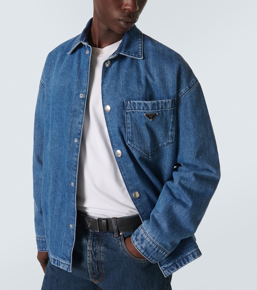 Prada Blue Denim Shirt In Blue