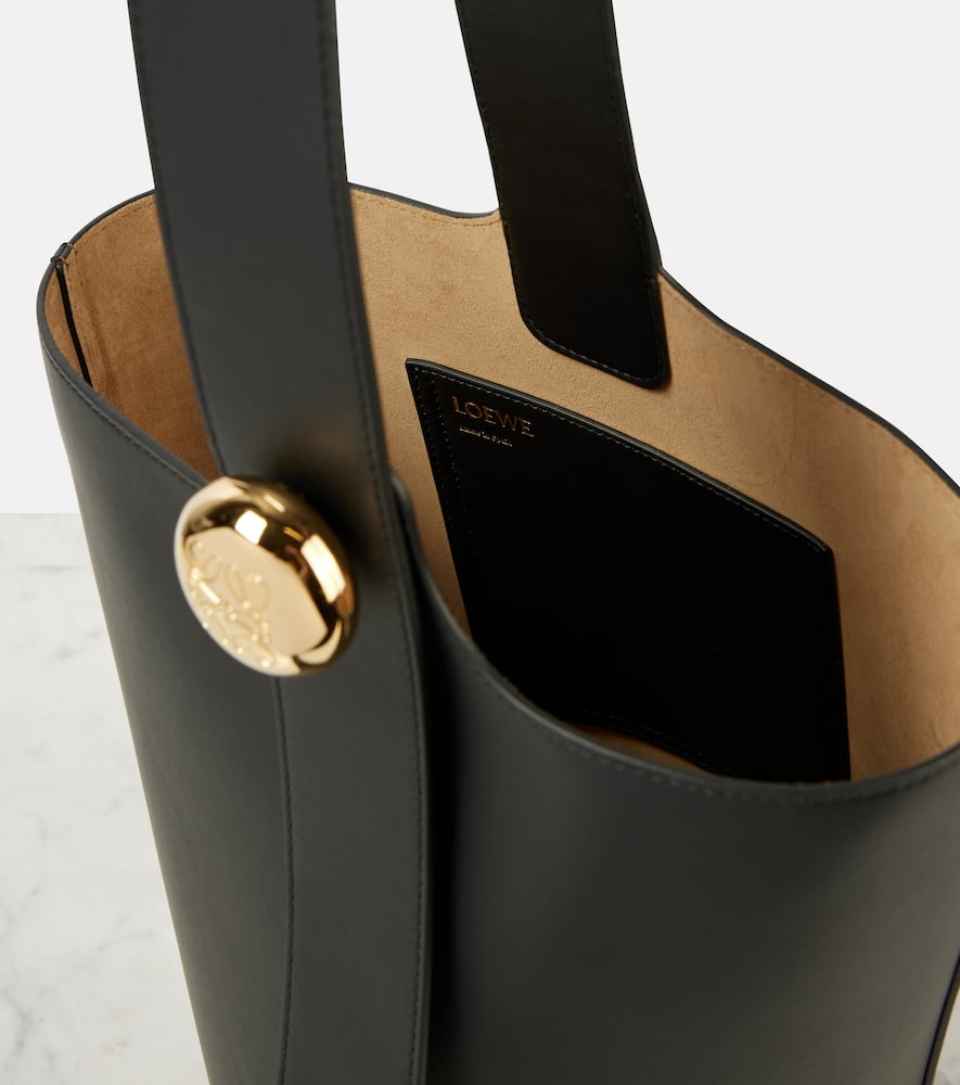 Loewe Medium Pebble-calfskin Bucket Bag In Black