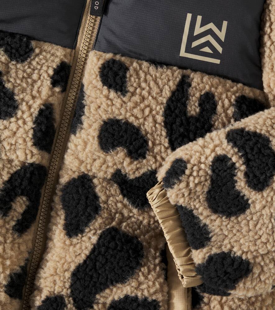 Liewood Niko Leopard-print Fleece Puffer Jacket In Mega Leo / Oat Mix