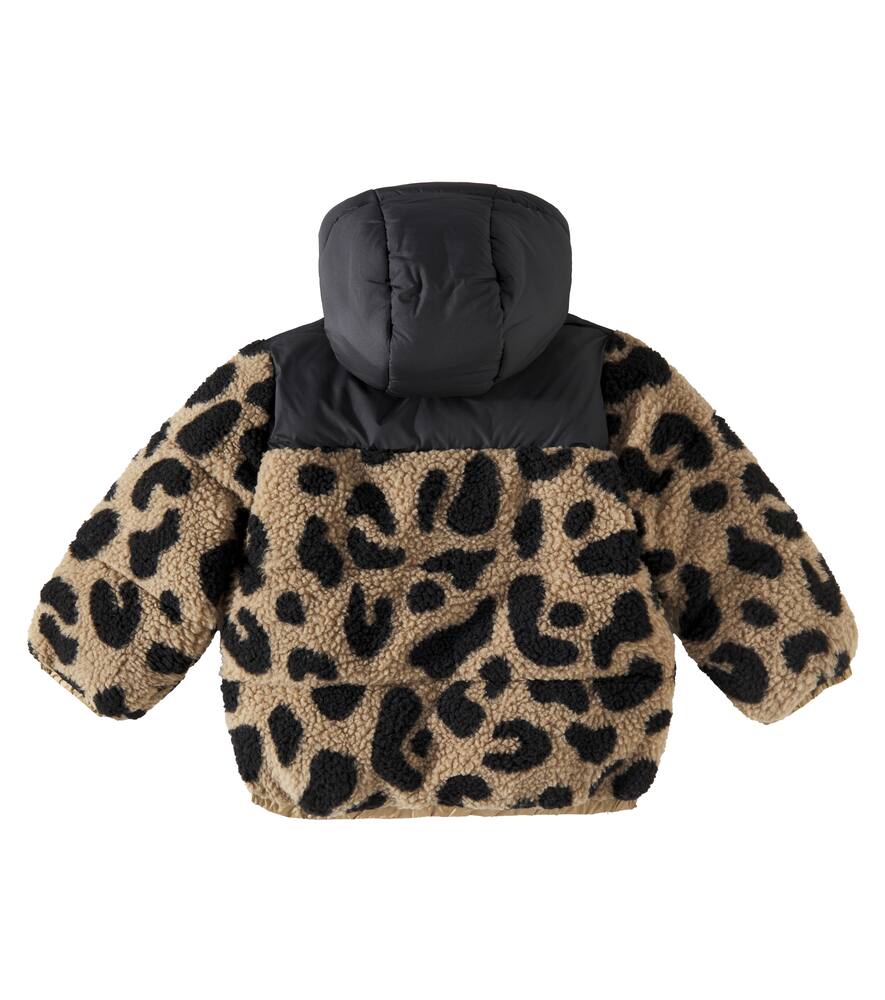Liewood Niko Leopard-print Fleece Puffer Jacket In Mega Leo / Oat Mix