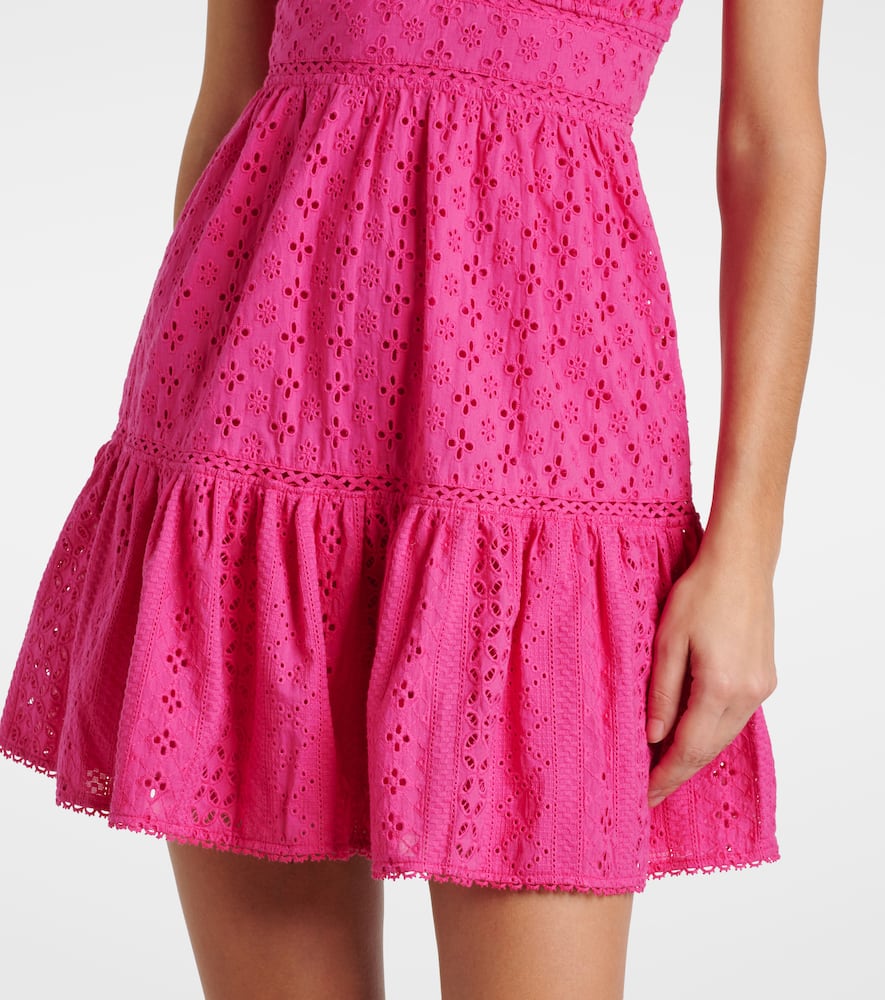 Poupette St Barth Cara Broderie Anglaise Cotton Minidress In Pink