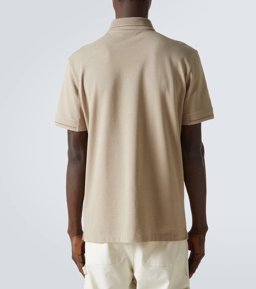 Moncler Logo Patch Polo Shirt In Beige