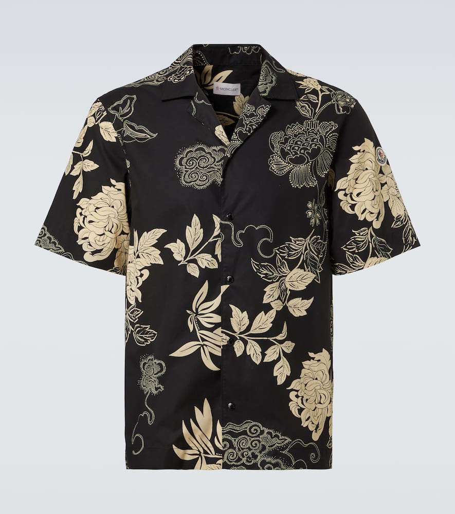 Moncler Printed Cotton Poplin Shirt In Black