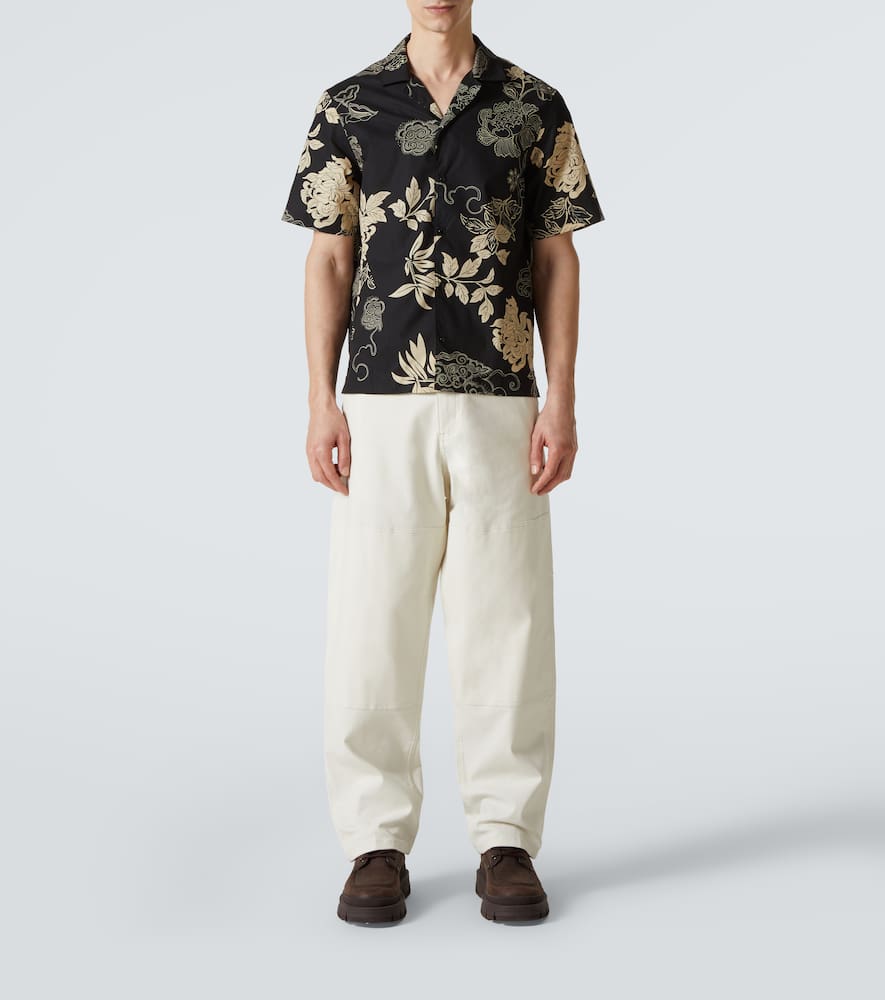 Moncler Printed Cotton Poplin Shirt In Black
