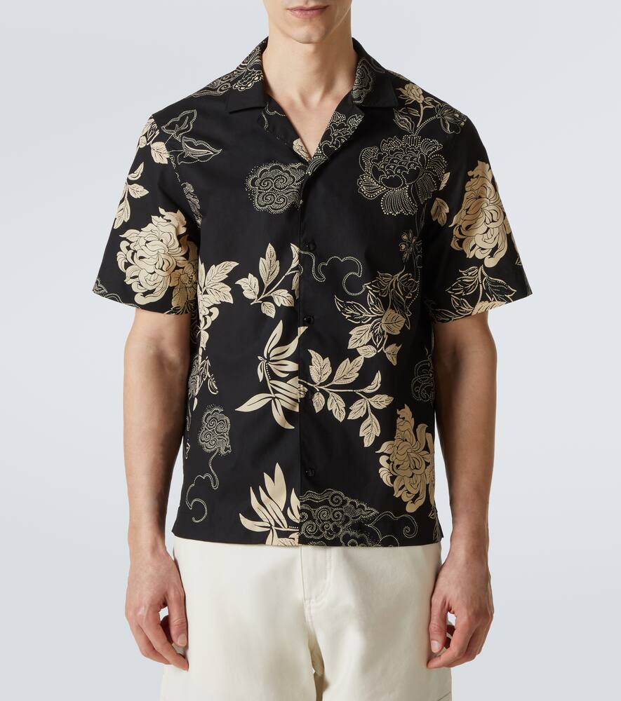 Moncler Printed Cotton Poplin Shirt In Black