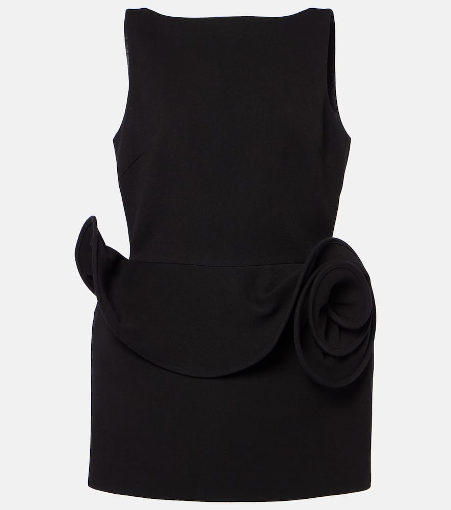 Magda Butrym Floral-appliqué Ruffled Minidress In Black