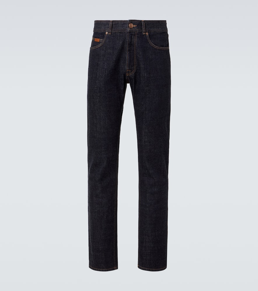 Mid-rise straight jeans