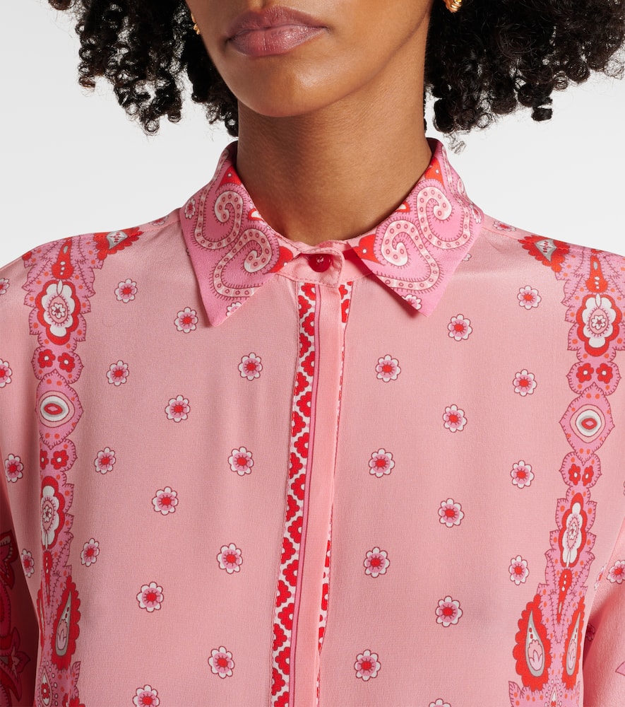 Etro Printed Button-up Silk Shirt In Pink