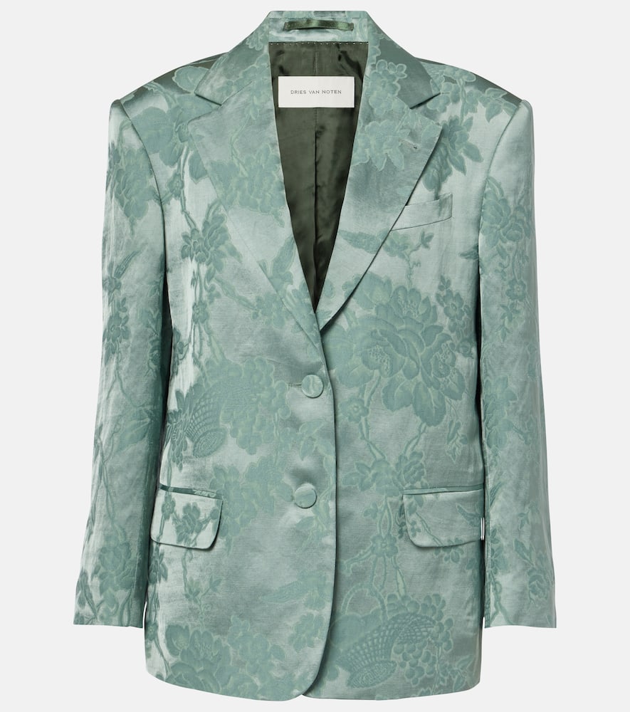 Linen-blend jacquard blazer