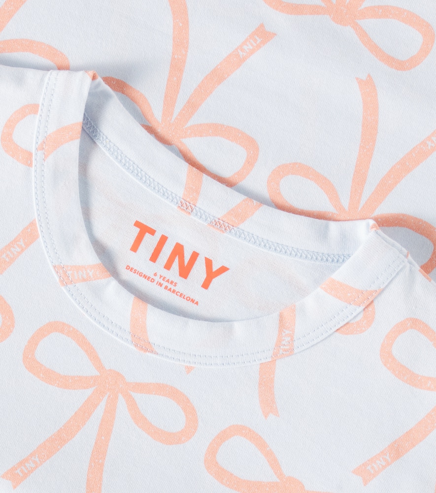 Tinycottons Printed Cotton T-shirt In Pastel Blue
