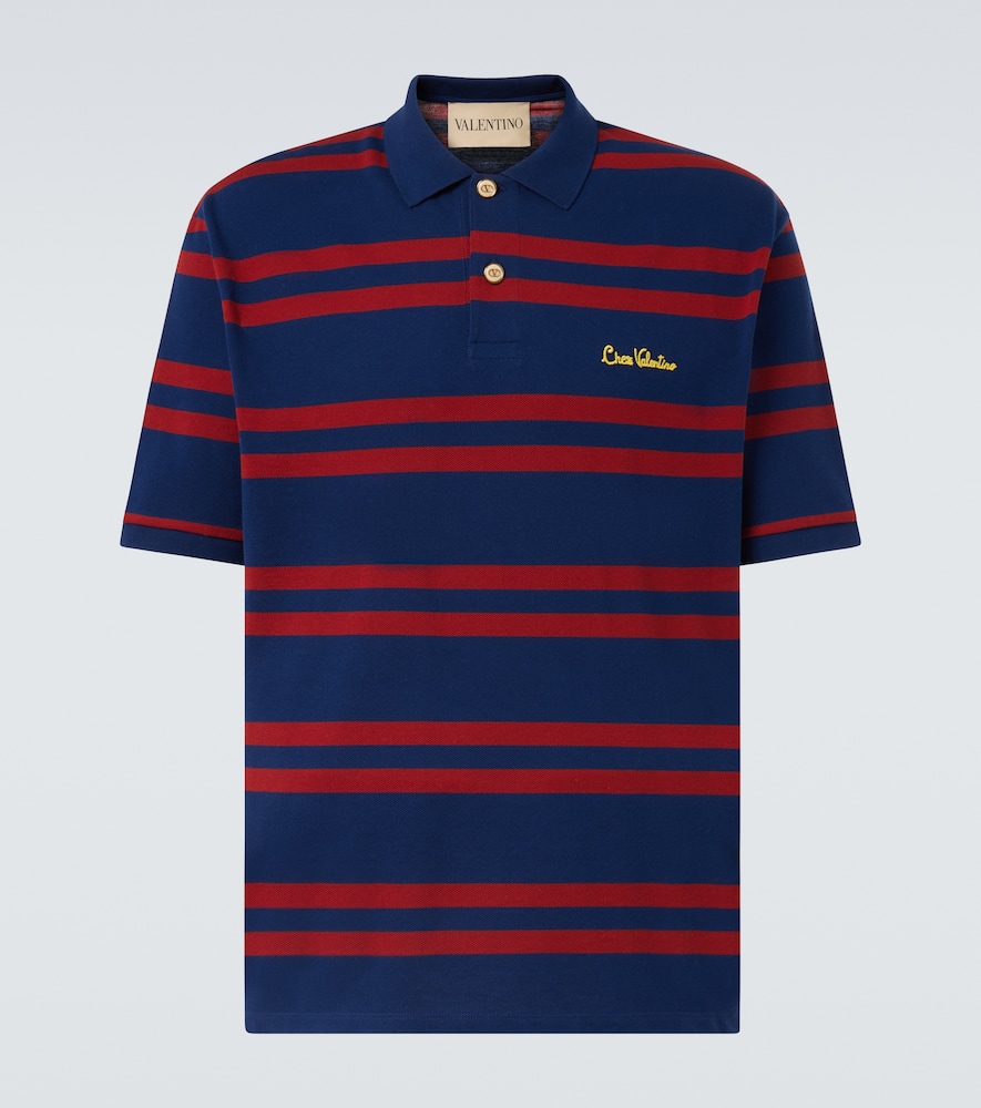 Chez Valentino striped cotton polo shirt