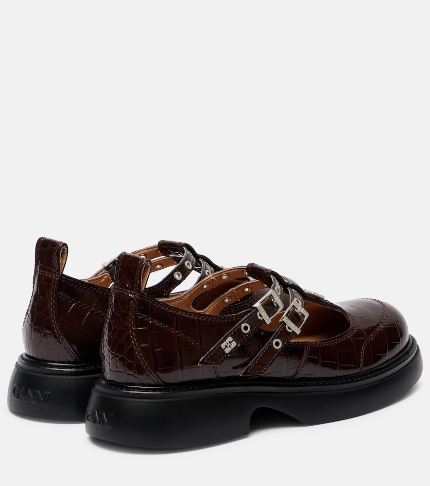  Ganni Ganni Croc-effect Mary Jane Flats 