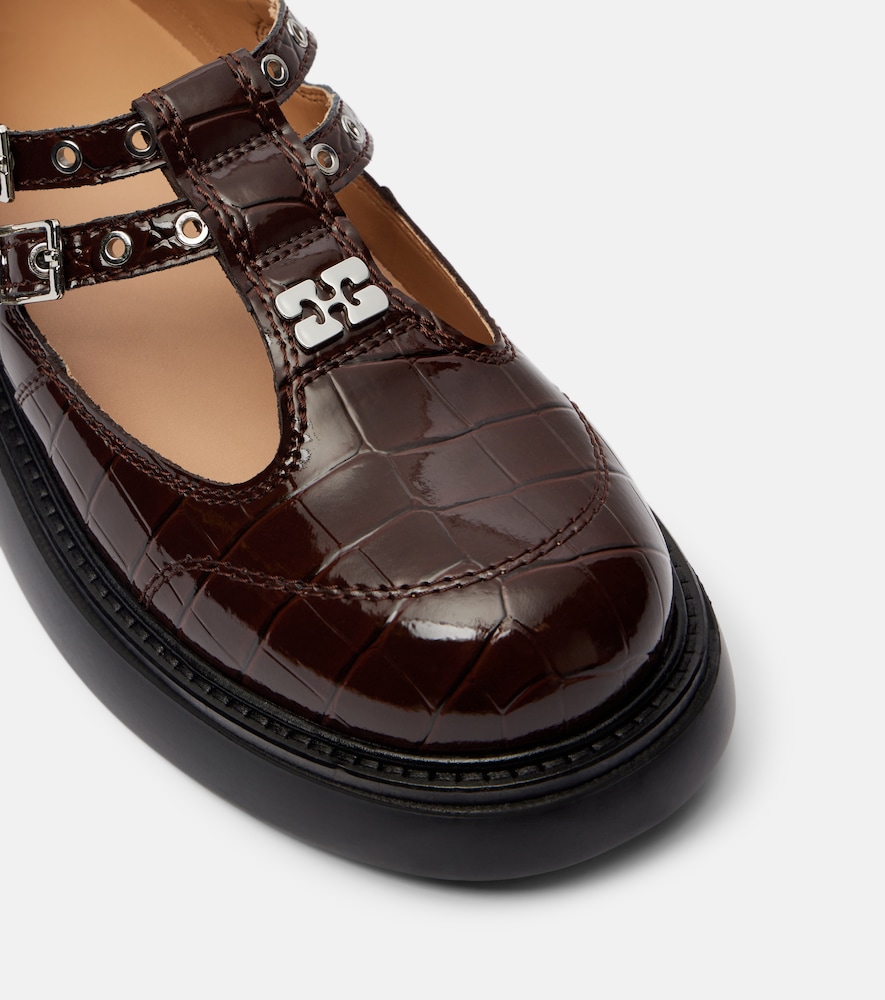  Ganni Ganni Croc-effect Mary Jane Flats 