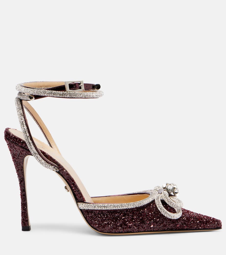 Mach&mach Double Bow 110 Embellished Pumps In Burgundy