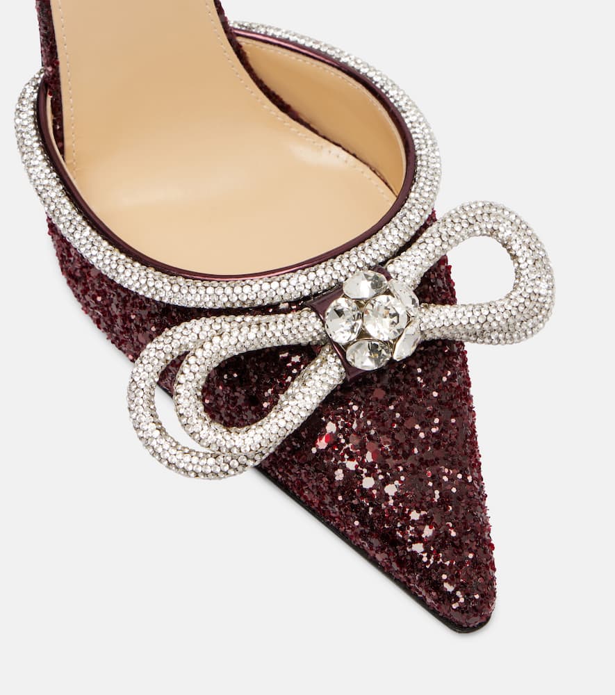 Mach&mach Double Bow 110 Embellished Pumps In Burgundy