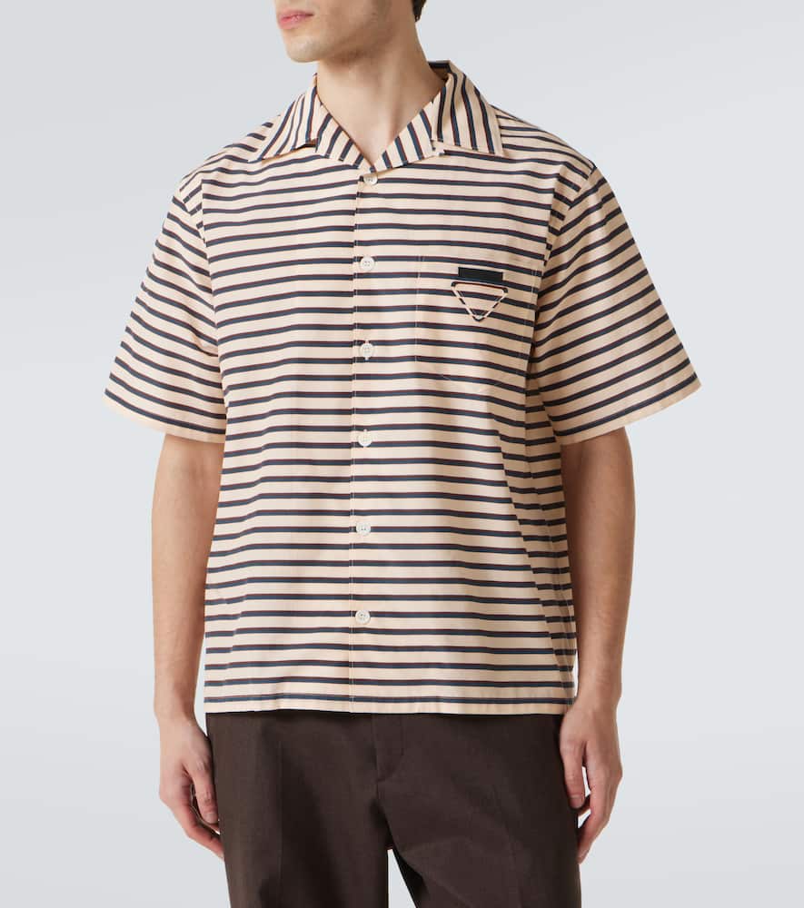Prada Striped Cotton And Silk Bowling Shirt