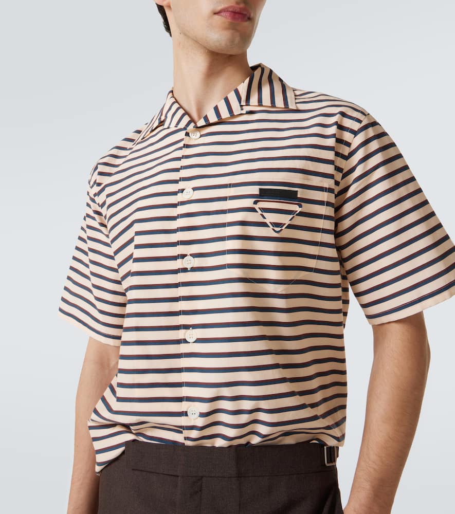 Prada Striped Cotton And Silk Bowling Shirt