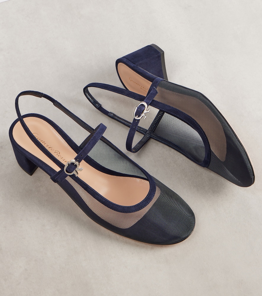  Gianvito Rossi Gianvito Rossi Francoise 45 Suede-trimmed Slingback Pumps 