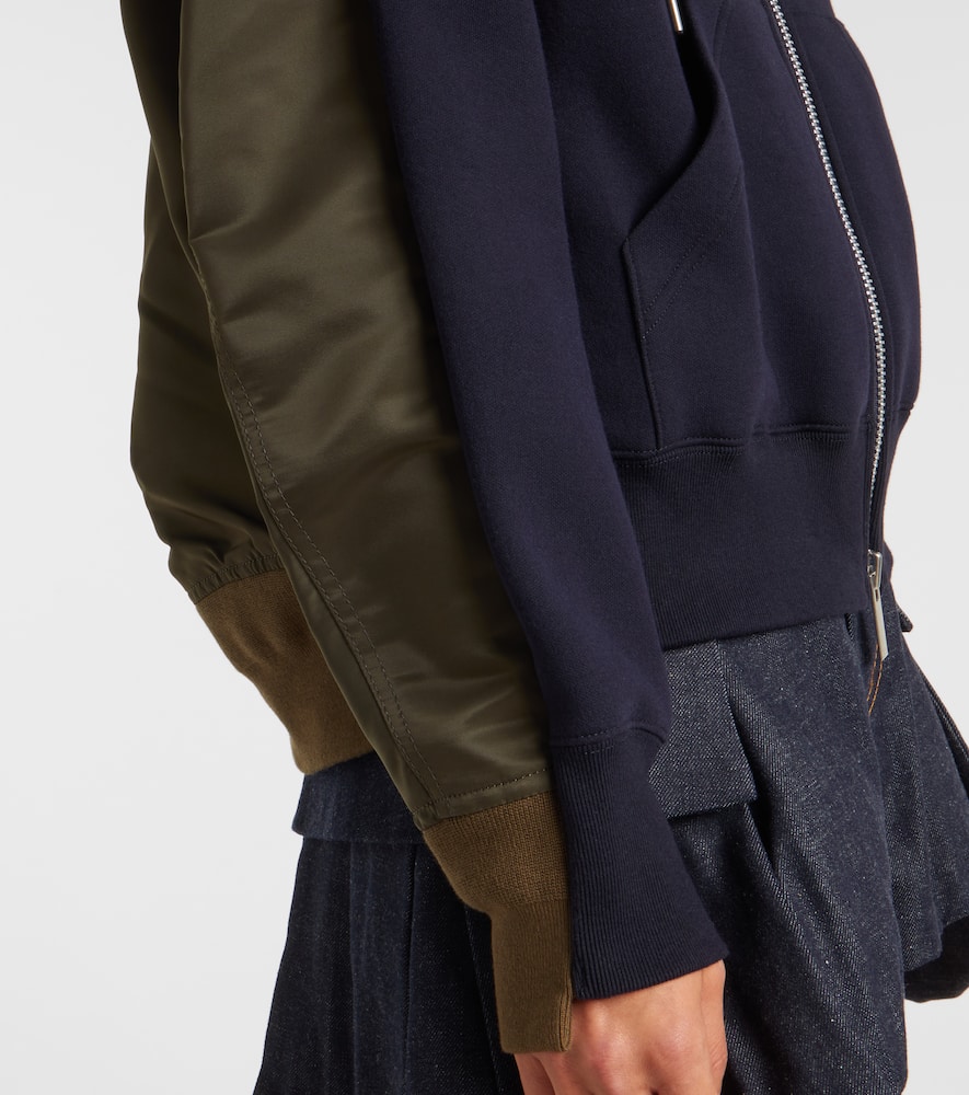 Sacai Paneled Hoodie In Blue