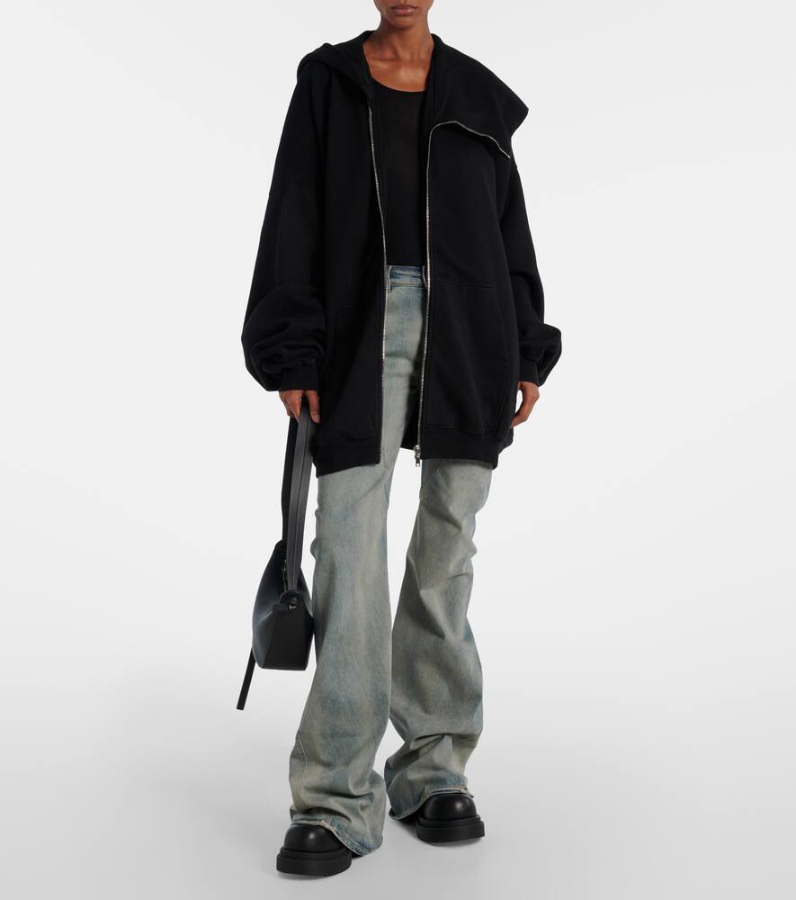 Rick Owens Mega Mountain Cotton Jersey Hoodie In Black