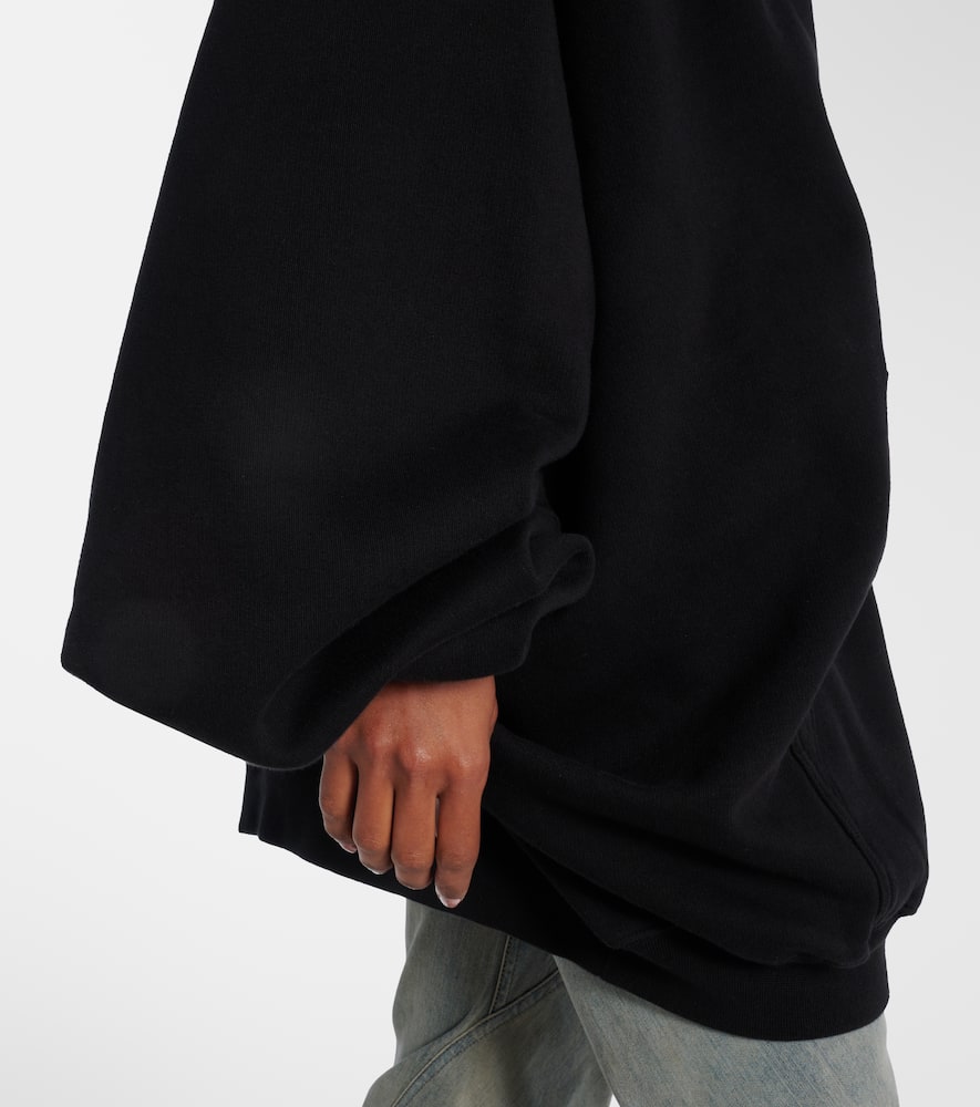 Rick Owens Mega Mountain Cotton Jersey Hoodie In Black