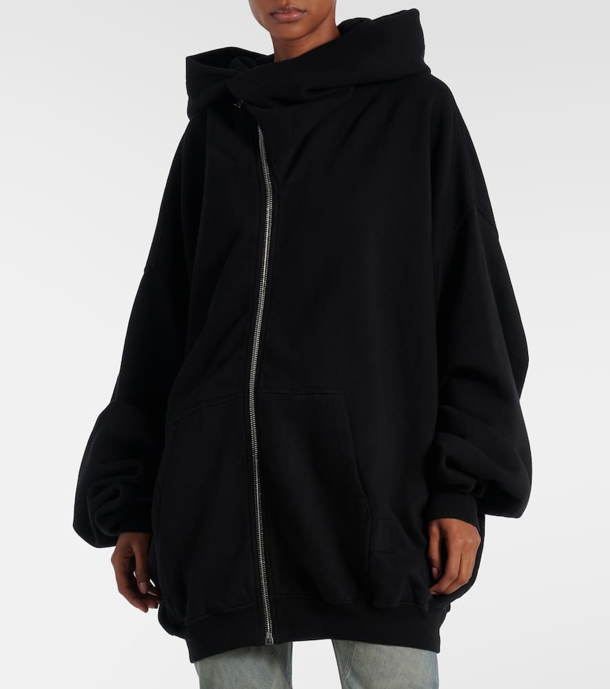 Rick Owens Mega Mountain Cotton Jersey Hoodie In Black