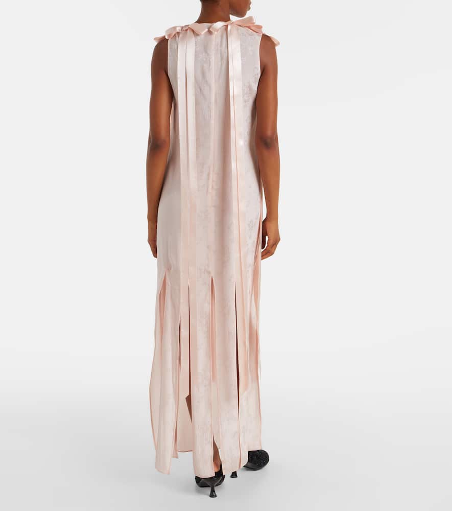Simone Rocha Ribbon Daisy Chain Multi Slit Midi Dress In Pink