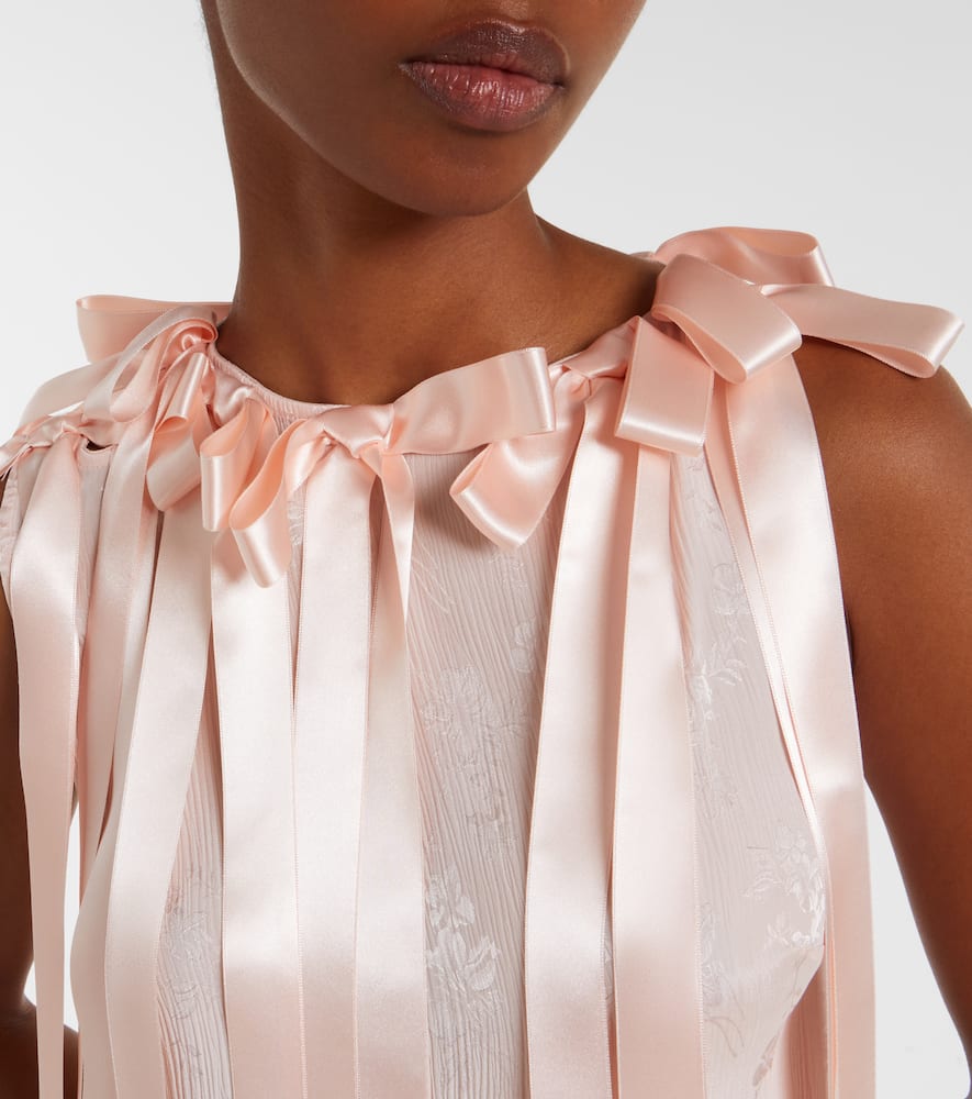 Simone Rocha Ribbon Daisy Chain Multi Slit Midi Dress In Pink