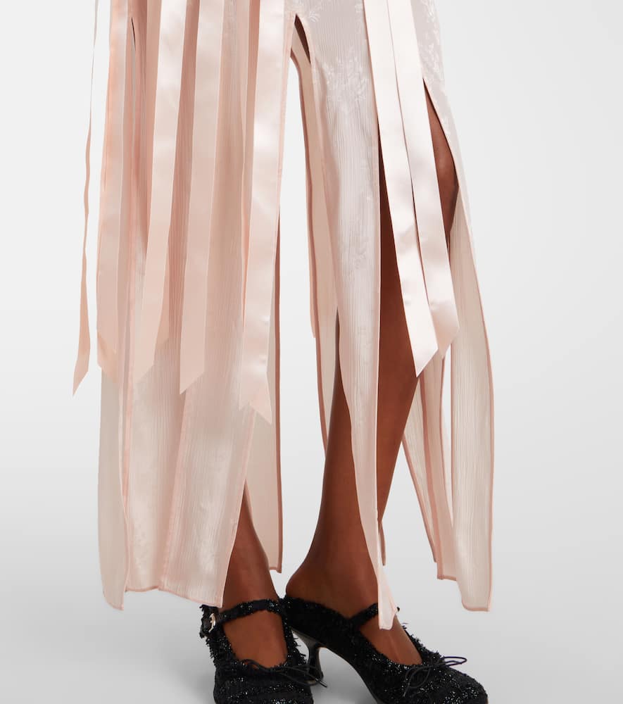 Simone Rocha Ribbon Daisy Chain Multi Slit Midi Dress In Pink