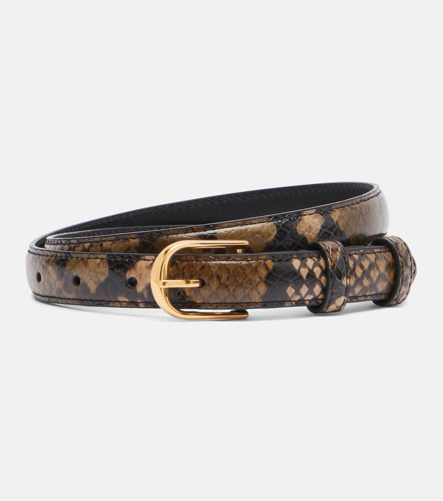 Nili Lotan Jane Snake-effect Leather Belt In Brown