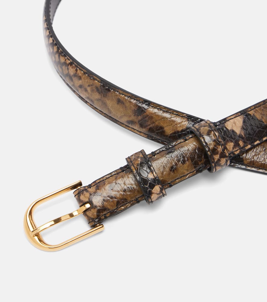 Nili Lotan Jane Snake-effect Leather Belt In Brown