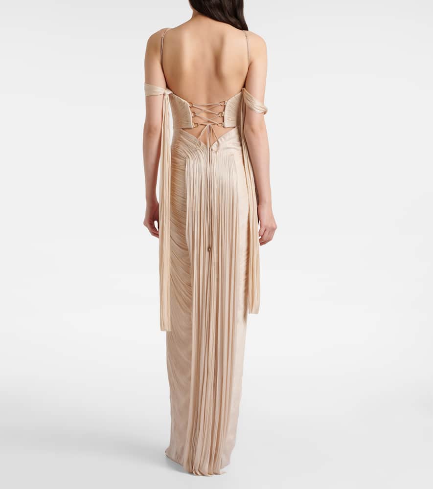 Maria Lucia Hohan Camilla Metallic Silk Tulle Bustier Gown In Neutral