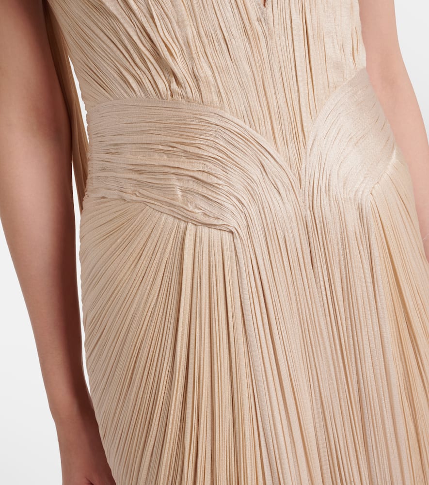 Maria Lucia Hohan Camilla Metallic Silk Tulle Bustier Gown In Neutral
