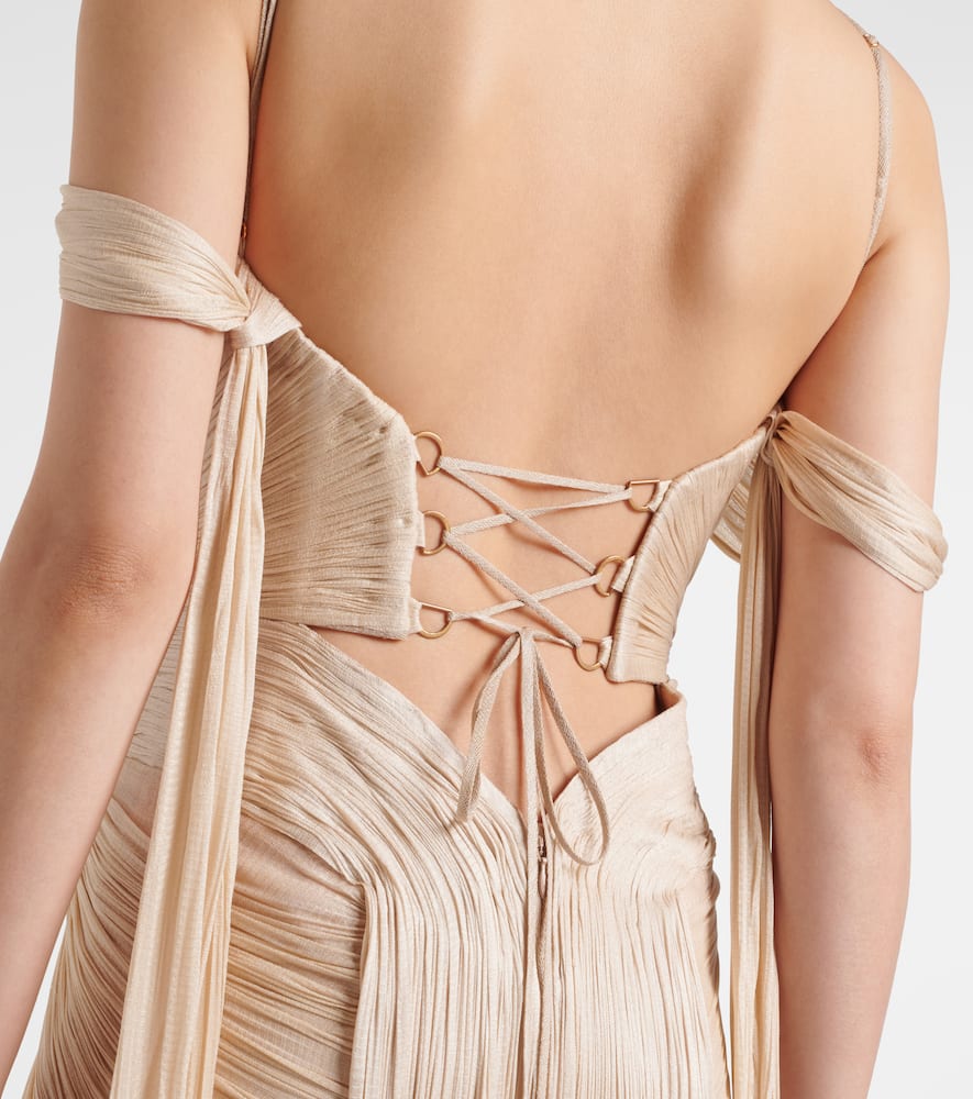 Maria Lucia Hohan Camilla Metallic Silk Tulle Bustier Gown In Neutral