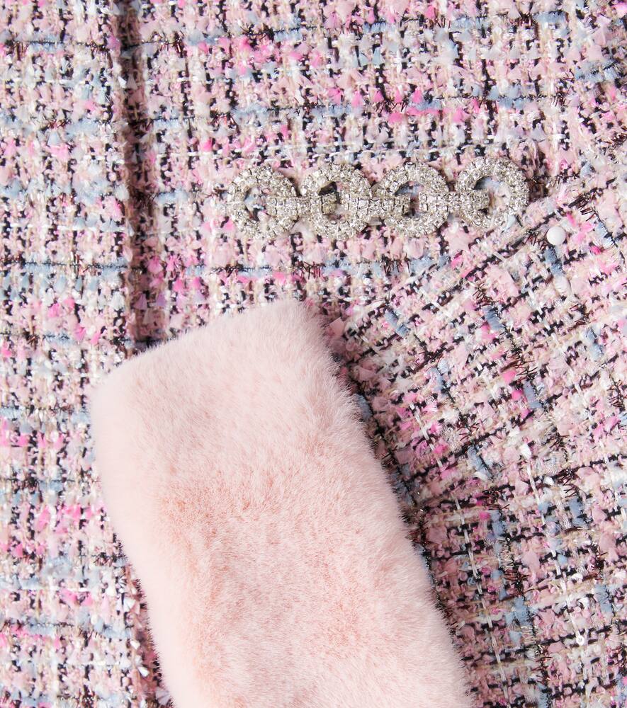 Self-portrait Faux Fur-trimmed Bouclé Jacket In Pink