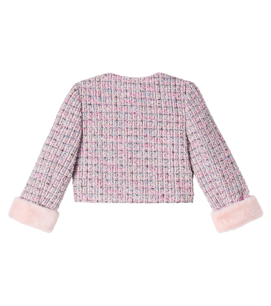 Self-portrait Faux Fur-trimmed Bouclé Jacket In Pink