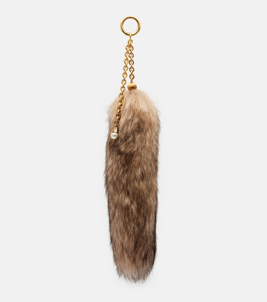 Chloé Treasure Tails Shearling Bag Charm In Brown