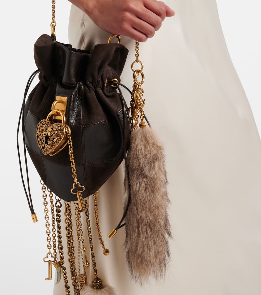 Chloé Treasure Tails Shearling Bag Charm In Brown